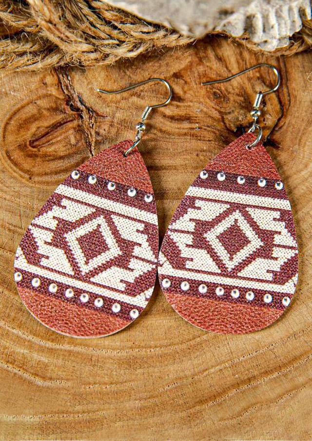 

Earrings Aztec Geometric Water Drop Earrings in Coffee. Size