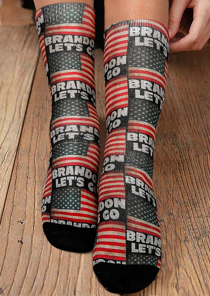 

Crew Socks Let's Go Brandon Crew Socks in Black. Size