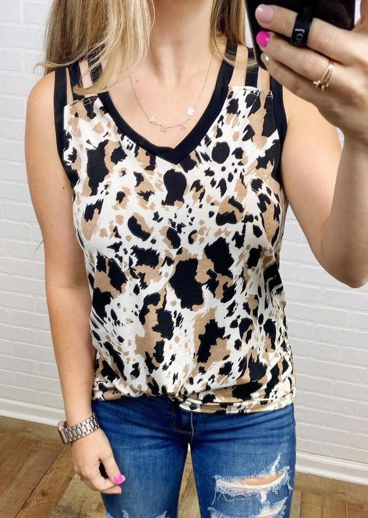 Leopard  V-Neck Sleeveless Tank