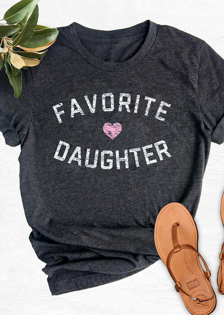 Favorite Daughter O-Neck T-Shirt Tee - Dark Grey
