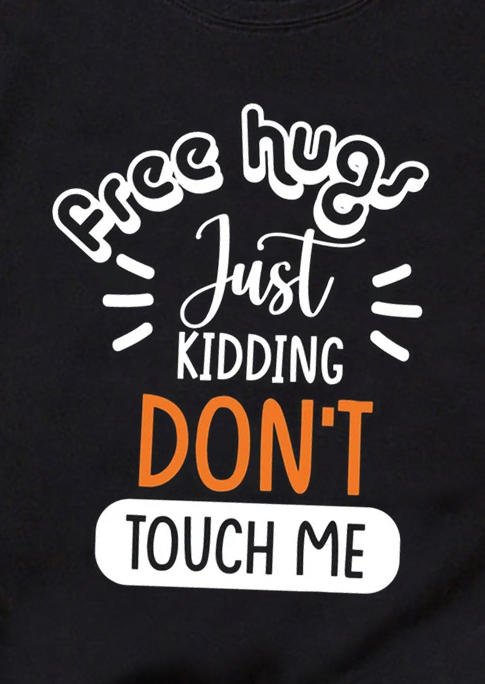 Free Hugs O-Neck T-Shirt Tee - Black