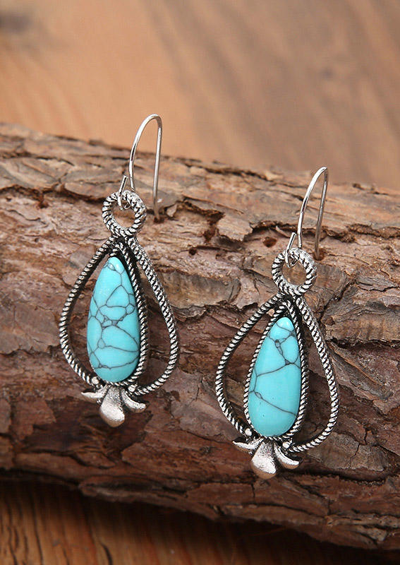 

Earrings Turquoise Hollow Out Hook Earrings in Cyan. Size