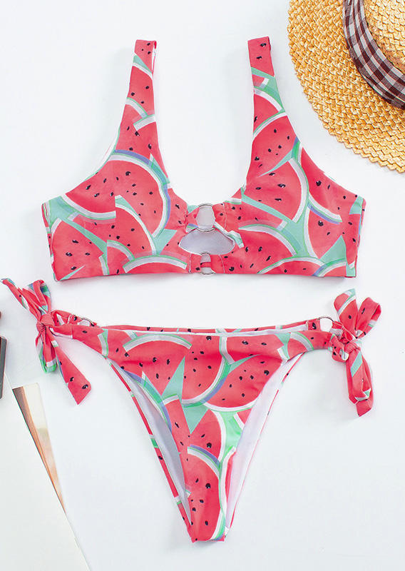 

Bikini Sets Watermelon Cut Out Bikini Set in Pink. Size