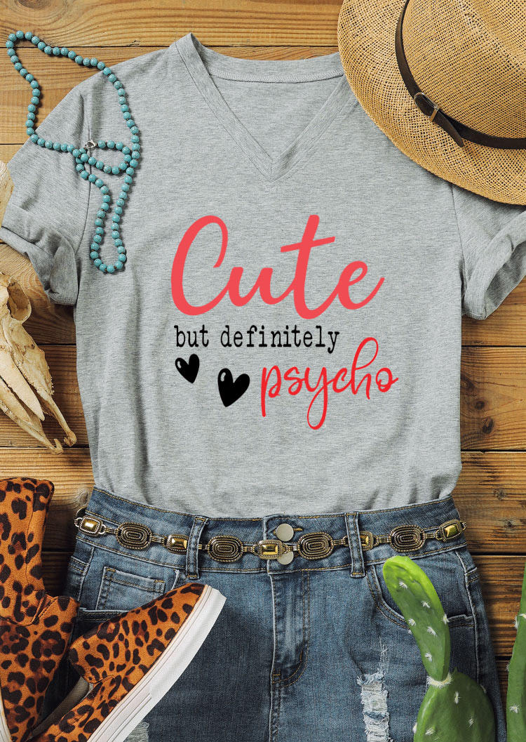 

T-shirts Tees Cute But Definitely Psycho T-Shirt Tee in Gray. Size: ,M,L,XL