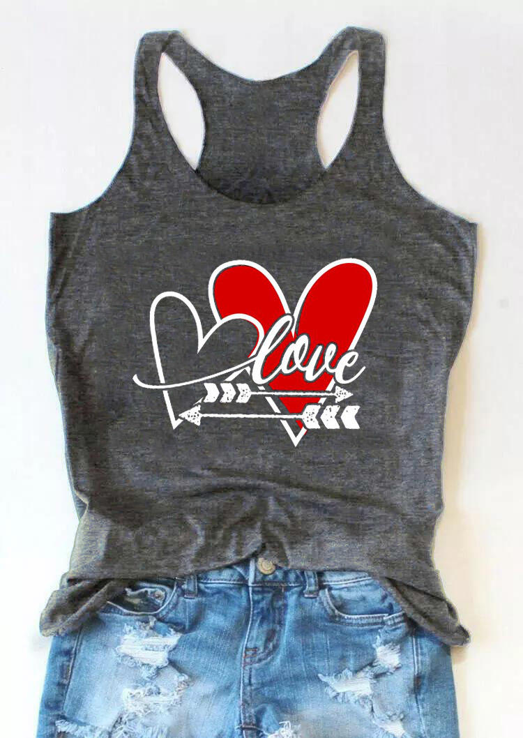 

Tank Tops Valentine Love Heart Racerback Tank Top in Dark Grey. Size: ,M,L,XL