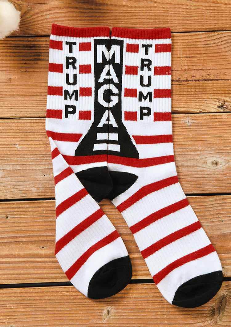 Crew Socks Trump Maga Striped Star Crew Socks in Pattern2. Size: One Size
