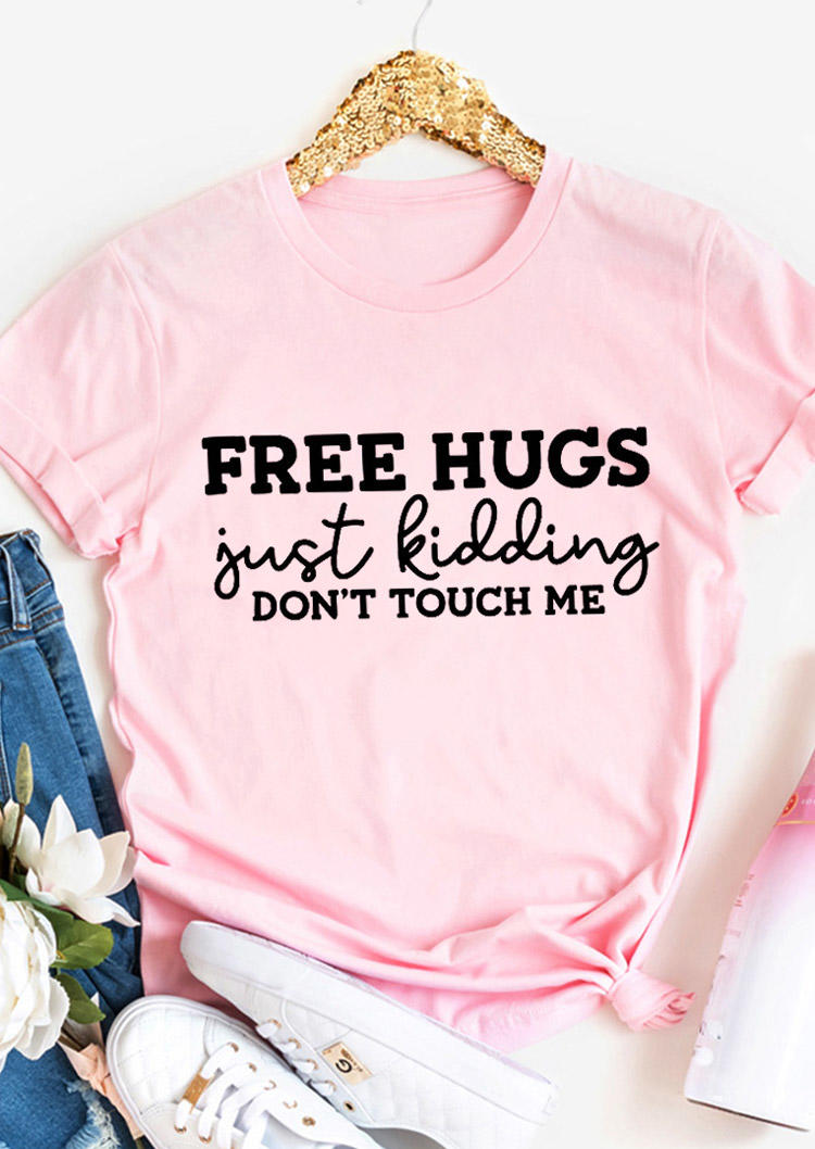 

T-shirts Tees Free Hugs O-Neck T-Shirt Tee in Pink. Size: ,M,L,XL