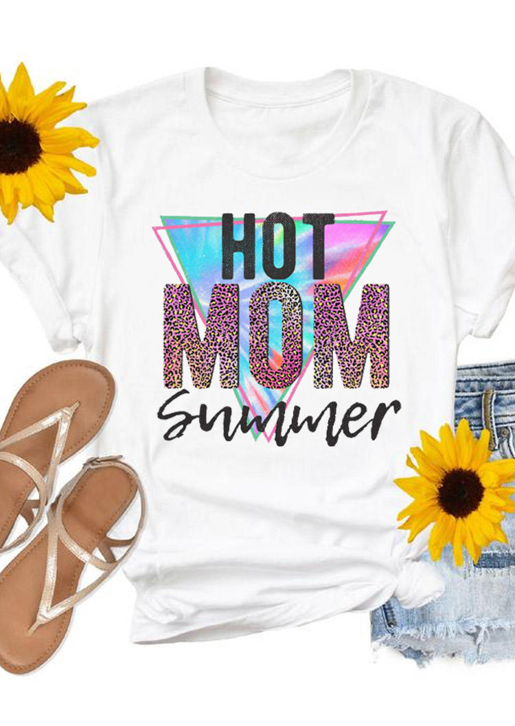 

T-shirts Tees Hot Mom Summer Leopard T-Shirt Tee in White. Size: ,M,L,XL