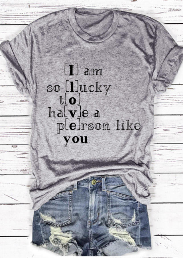 

T-shirts Tees Valentine I Love You T-Shirt Tee in Gray. Size: ,M,L,XL