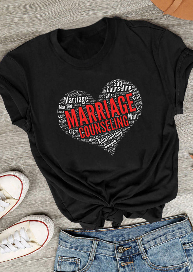 

T-shirts Tees Valentine Marriage Counseling Love Heart T-Shirt Tee in Black. Size: ,M,L,XL