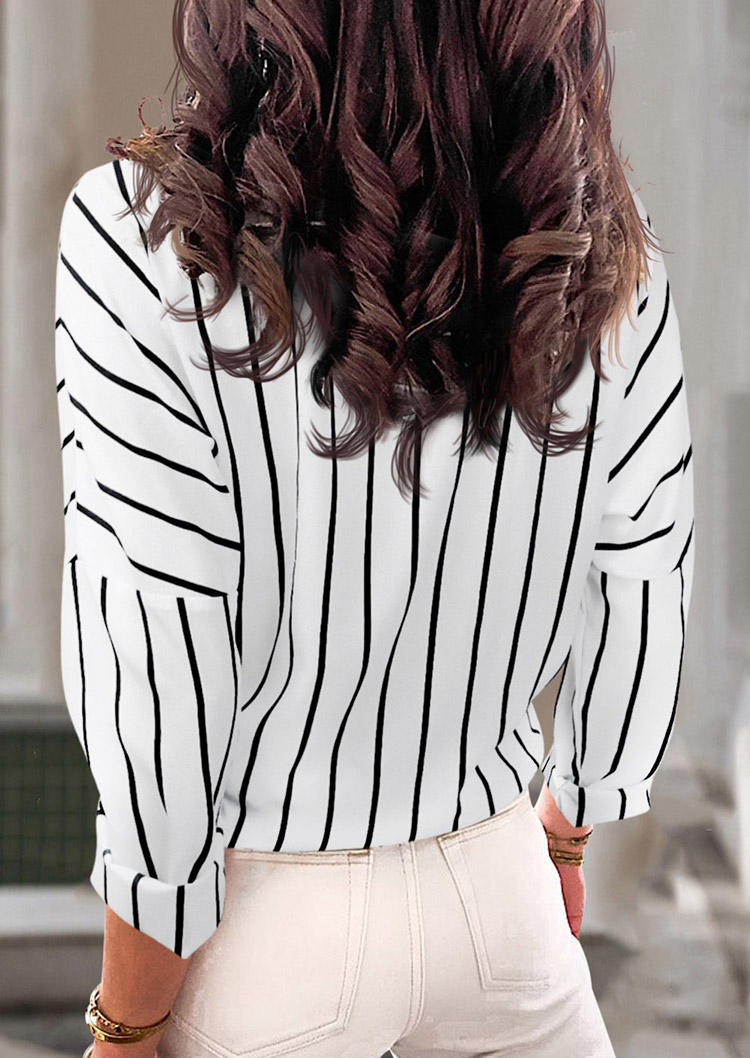 

Shirts Striped Button Long Sleeve Shirt in White. Size: ,M,L,XL
