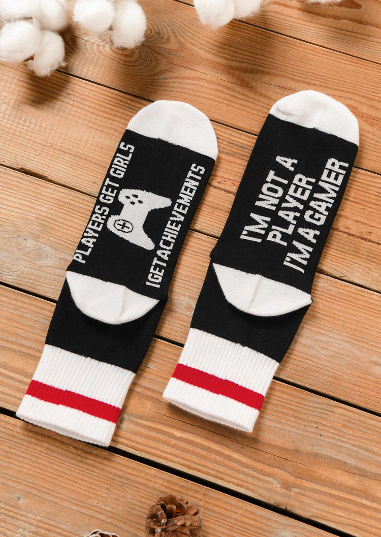 

Crew Socks I'm Not A Player I'm A Gamer Crew Socks in Black. Size
