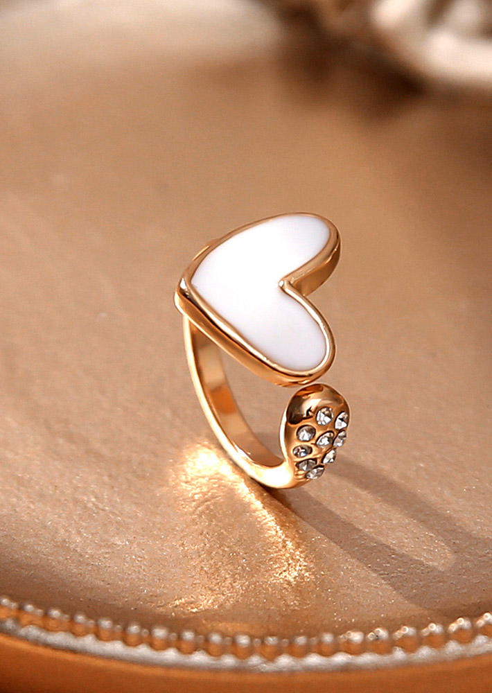 

Rings Rhinestone Love Heart Open Adjustable Ring in Multicolor. Size