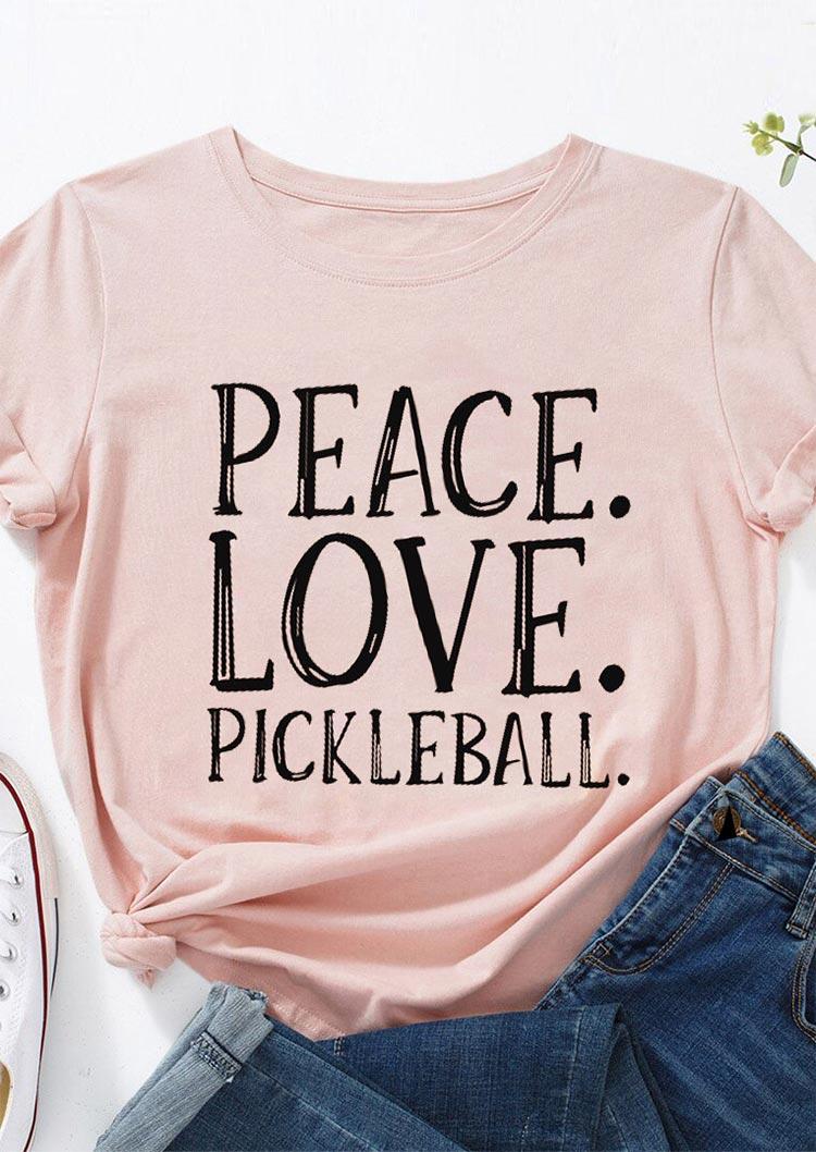 

T-shirts Tees Peace Love O-Neck T-Shirt Tee in Pink. Size: ,M,L,XL