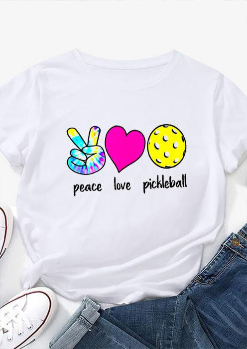Peace Love Pickleball T-Shirt Tee - White