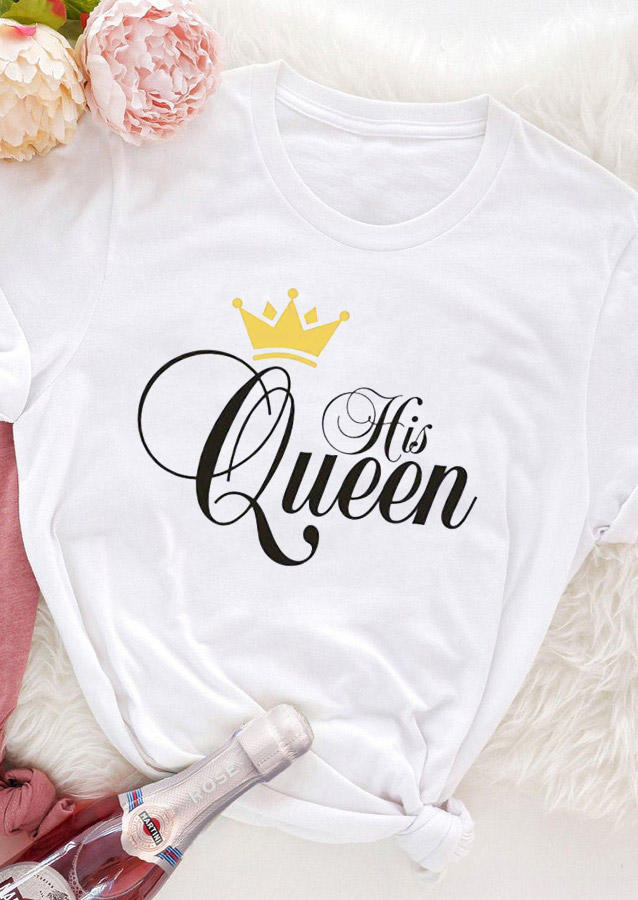

T-shirts Tees Valentine His Queen Crown T-Shirt Tee in White. Size: ,M,L,XL