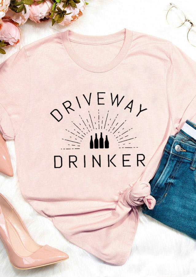 Driveway Drinker Beer T-Shirt Tee - Pink