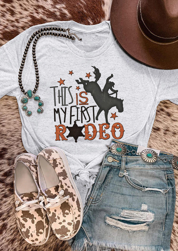 

T-shirts Tees This Is My First Rodeo T-Shirt Tee in Light Grey. Size: ,M,L,XL