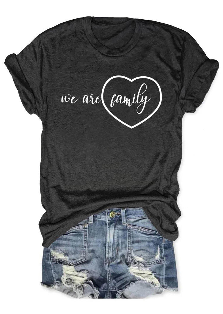 T-shirts Tees We Are Family O-Neck T-Shirt Tee in Dark Grey. Size: S,M,L,XL