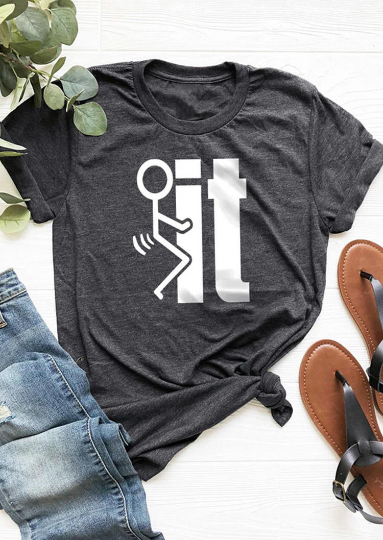 

T-shirts Tees Funny O-Neck T-Shirt Tee in Dark Grey. Size