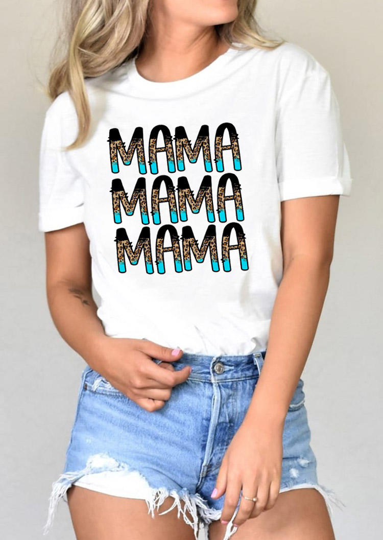 

T-shirts Tees Leopard Mama T-Shirt Tee in White. Size: ,M,L,XL