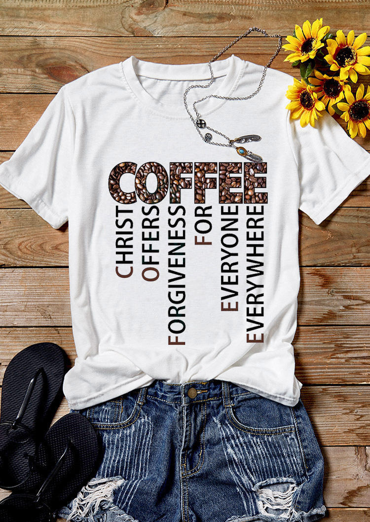 

T-shirts Tees Coffee Christ Everywhere T-Shirt Tee in White. Size