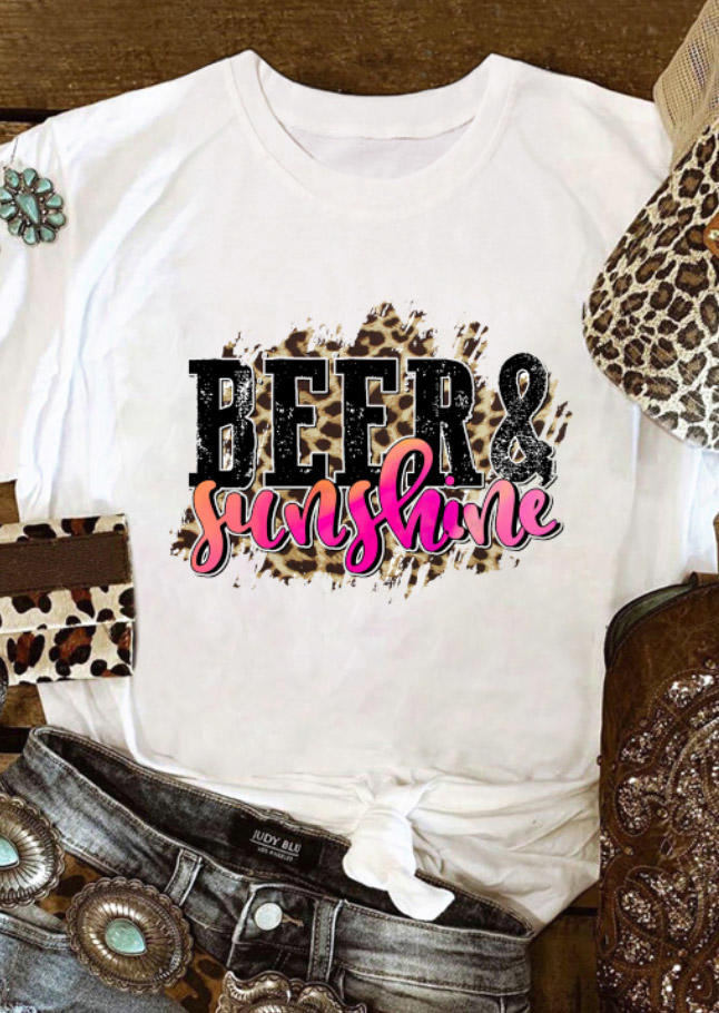 

T-shirts Tees Beer & Sunshine Leopard T-Shirt Tee in White. Size: ,M,L,XL