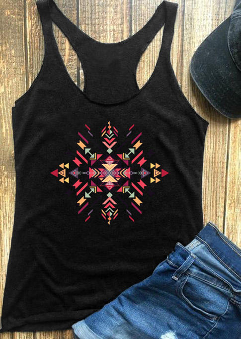 

Tank Tops Aztec Geometric Racerback Tank Top in Black. Size