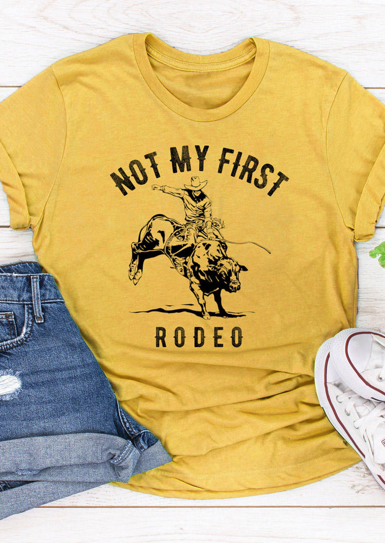 

T-shirts Tees Not My First Rodeo O-Neck T-Shirt Tee in Yellow. Size