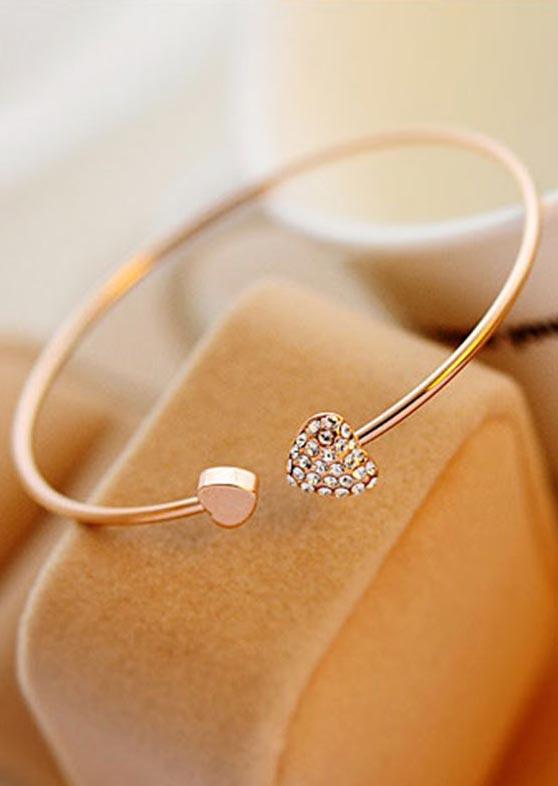 

Bracelet Rhinestone Love Heart Bracelet in Gold,Silver. Size