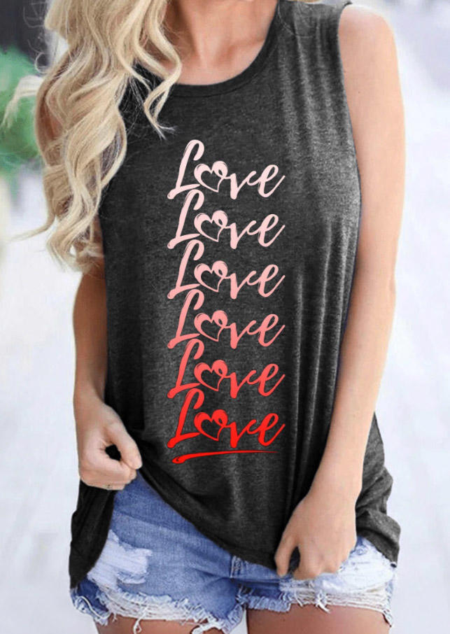 

Tank Tops Valentine Love Love Love Heart Tank Top in Dark Grey. Size