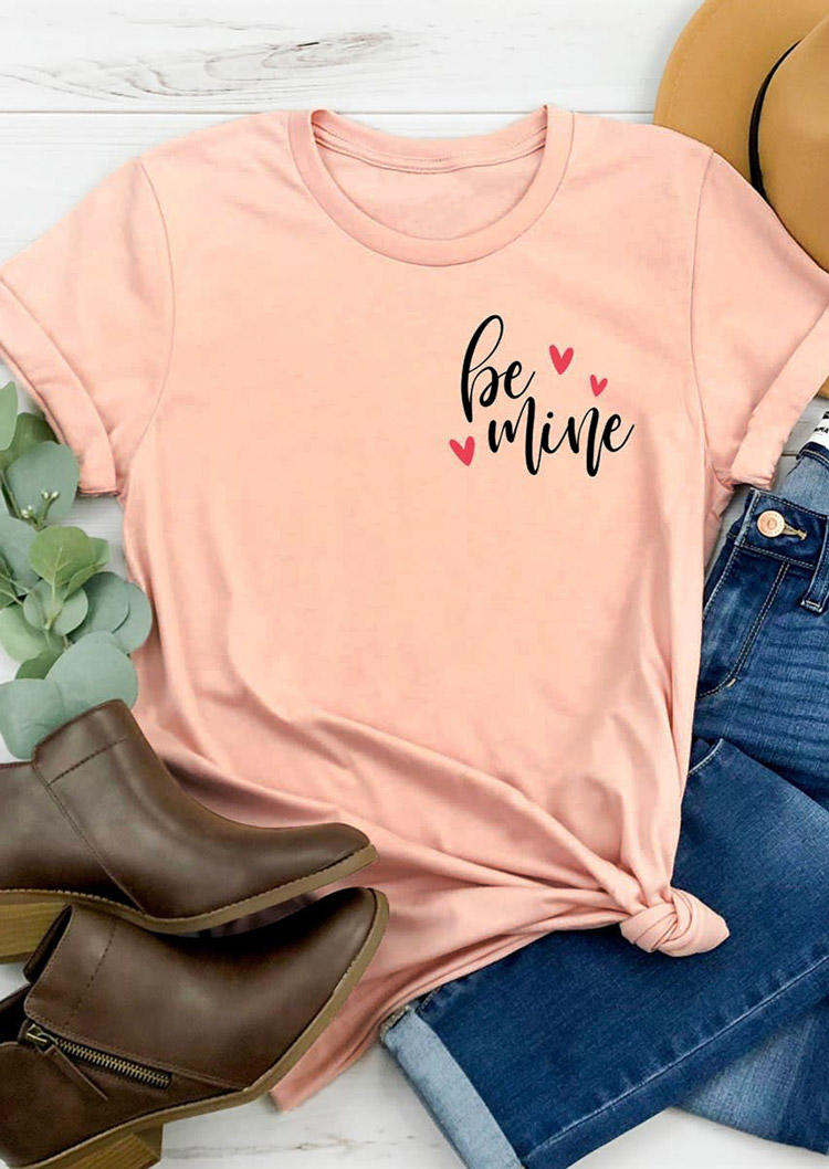 Valentine Be Mine Heart T-Shirt Tee - Pink
