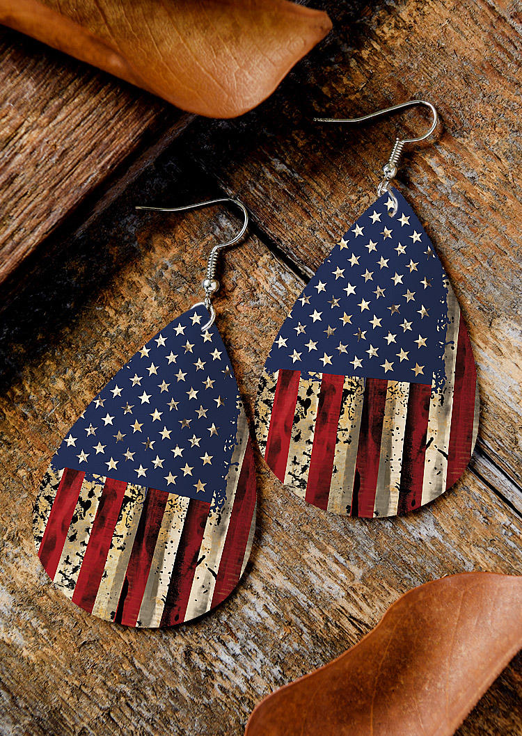Earrings American Flag Star Water Drop Earrings in Multicolor. Size: One Size