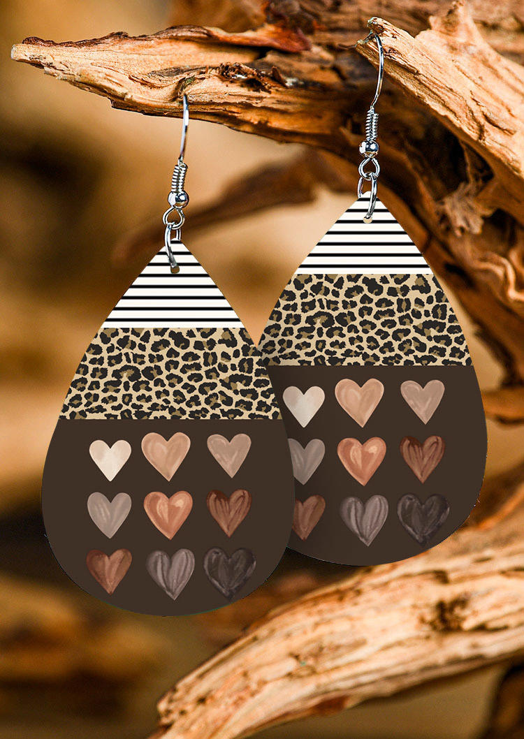 Earrings Leopard Striped Heart Earrings in Multicolor. Size: One Size
