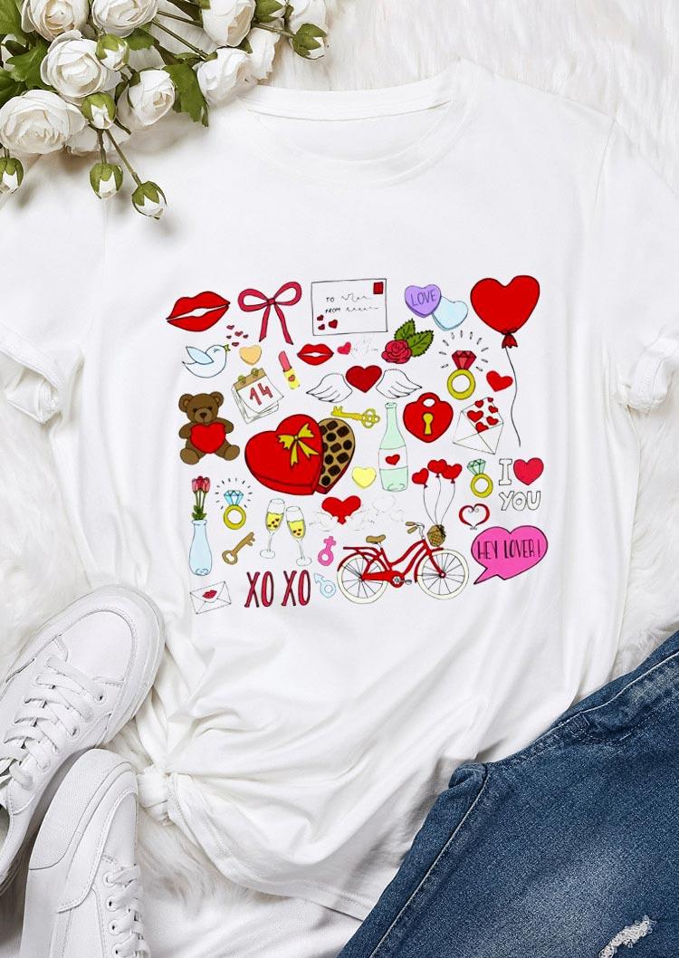 

T-shirts Tees Valentine Xoxo Love Heart Balloon T-Shirt Tee in White. Size: ,M,L,XL