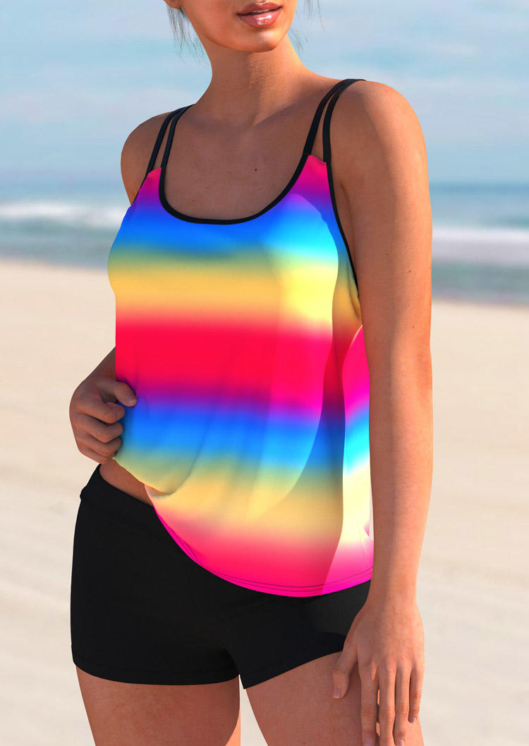 

Tankinis Gradient Adjustable Strap Tankini Set in Multicolor. Size: L,M,,XL