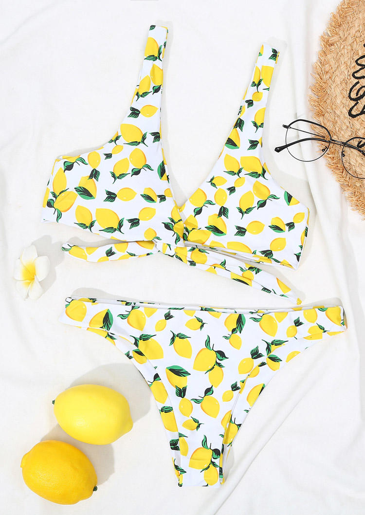 Bikini Sets Lemon Tie Mid Waist Bikini Set in Yellow. Size: S,M,L