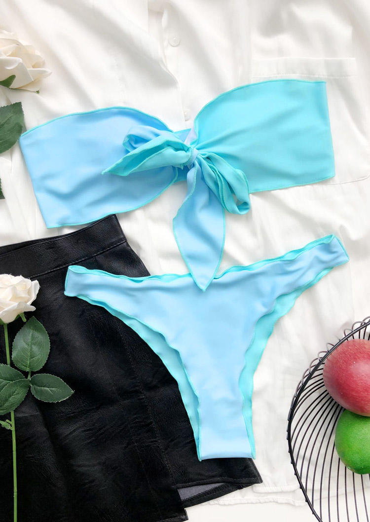 

Bikini Sets Strapless Tie Bikini Set in Blue. Size