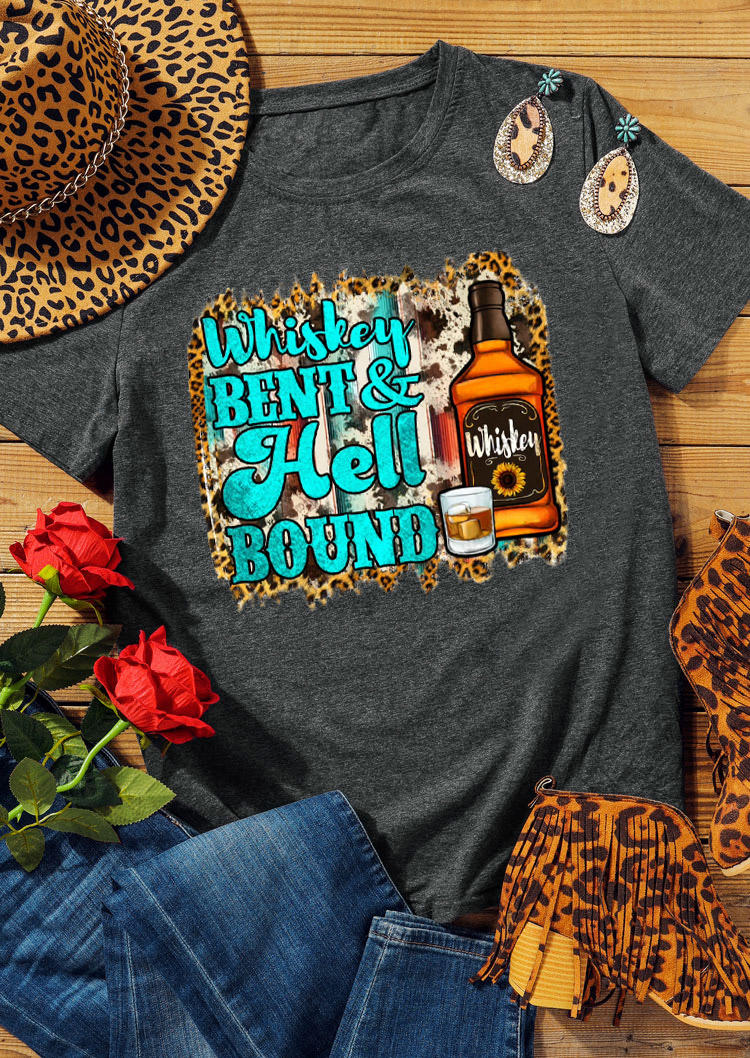 

T-shirts Tees Whiskey Bent Hell Bound Leopard T-Shirt Tee in Dark Grey. Size