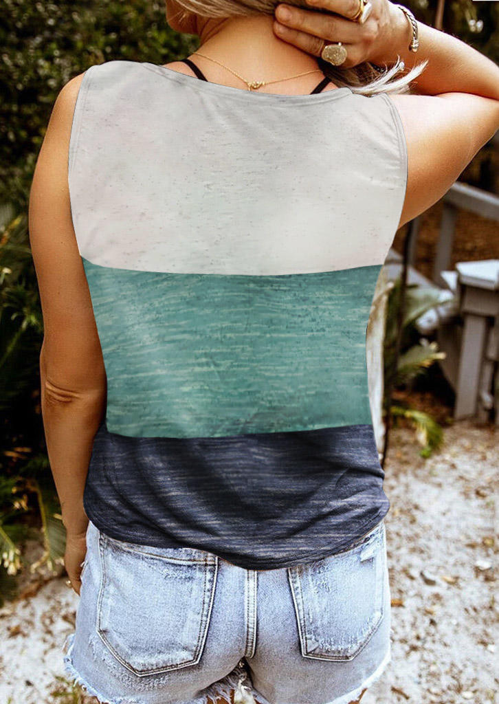

Tank Tops Color Block Notched Neck Tank Top without Camisole in Multicolor. Size