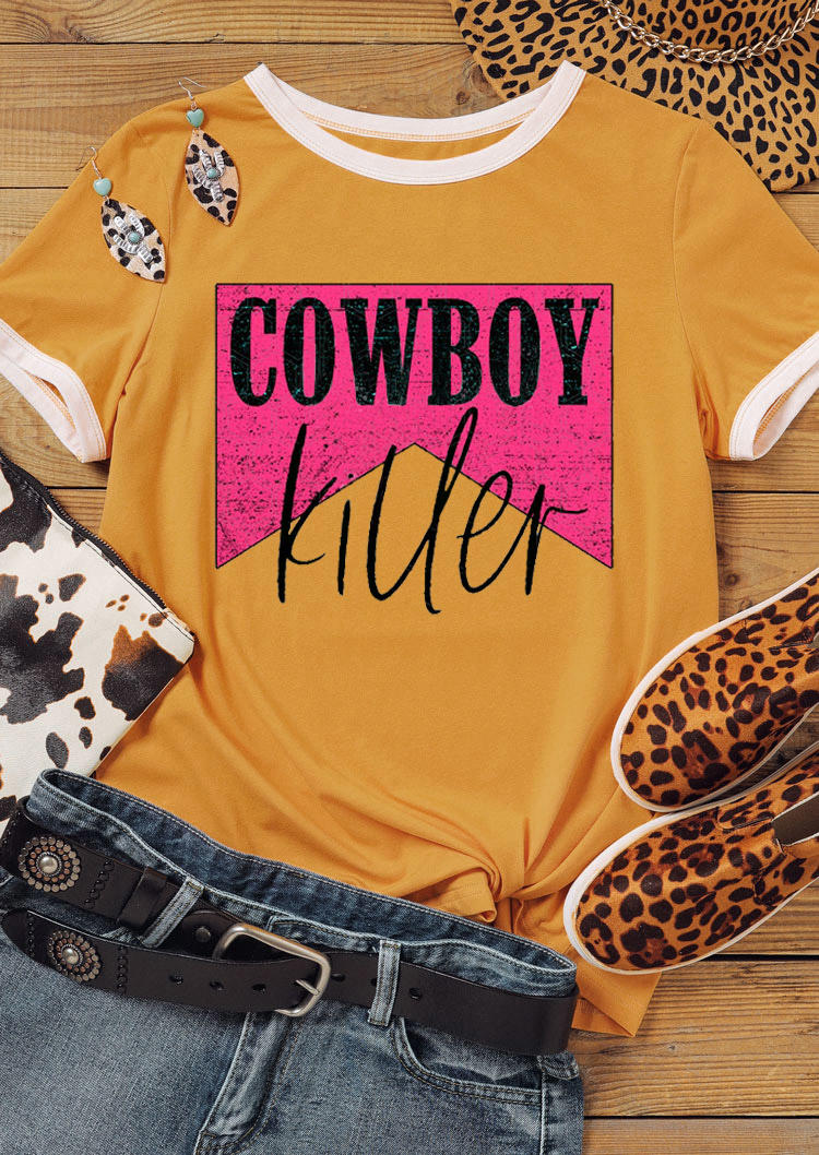 

T-shirts Tees Cowboy er O-Neck T-Shirt Tee in Yellow. Size: ,M,L,XL