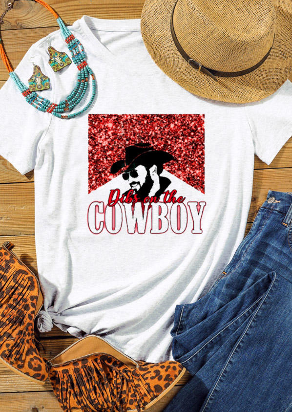 T-shirts Tees Dibs On The Cowboy T-Shirt Tee in White. Size: S,M,L,XL