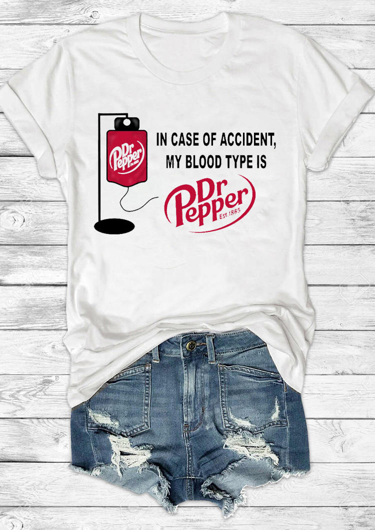 

T-shirts Tees My Blood Type Is Dr Pepper T-Shirt Tee in White. Size: ,M,L,XL