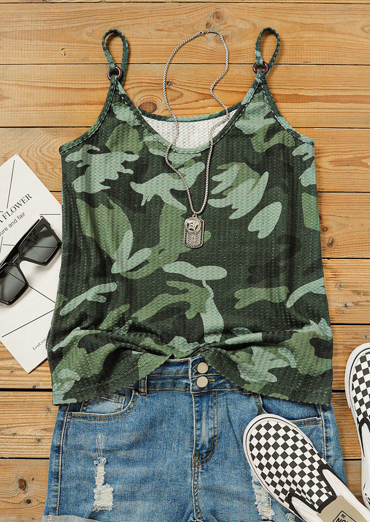 

Tank Tops Camouflage Spaghetti Strap Camisole in Camouflage. Size