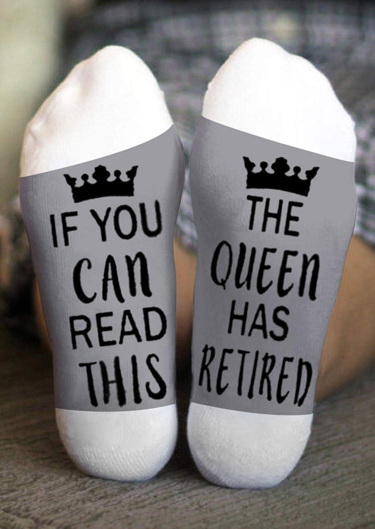 

Crew Socks The Queen Has Retired Crown Crew Socks in Gray. Size