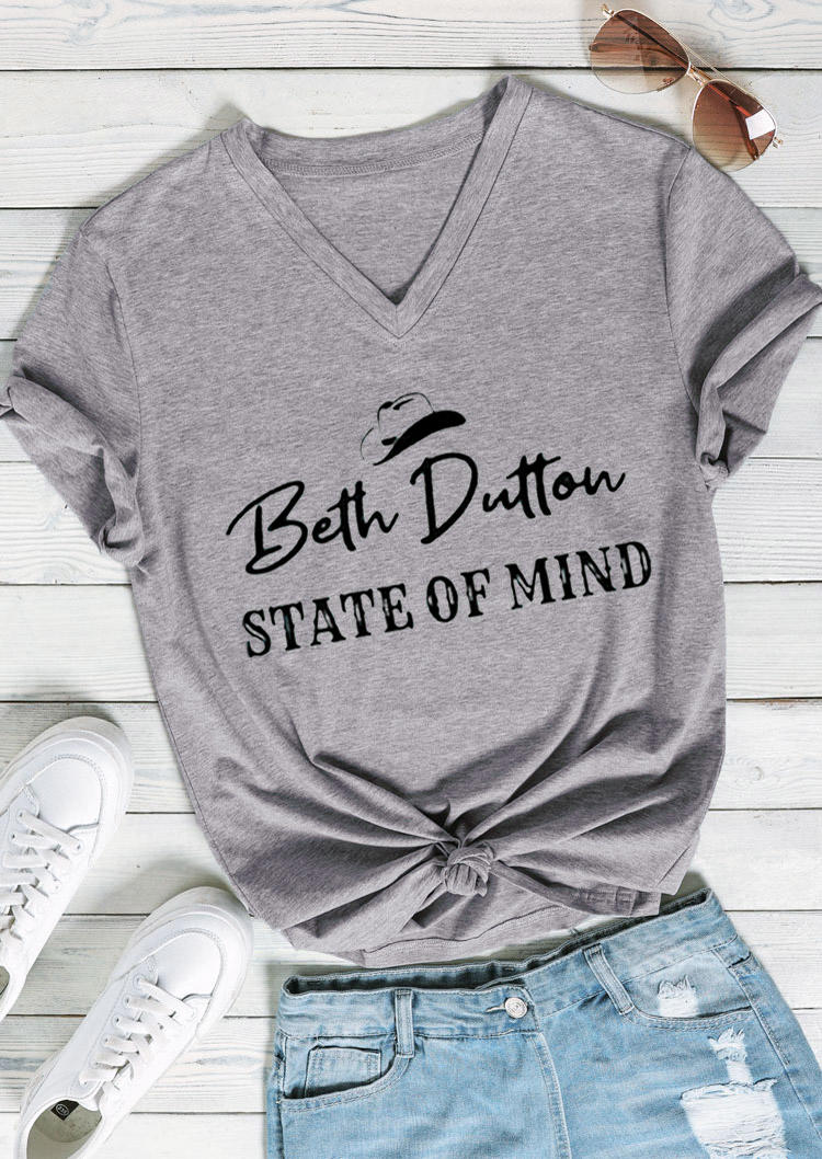

T-shirts Tees State Of Mind V-Neck T-Shirt Tee in Gray. Size: ,M,L,XL