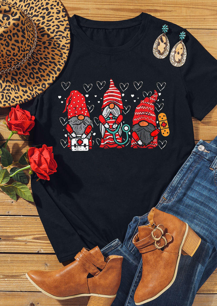 

T-shirts Tees Valentine Heart Gnomies T-Shirt Tee in Black. Size