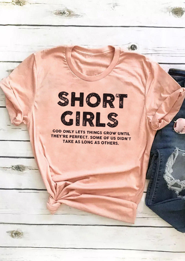T-shirts Tees Short Girls O-Neck T-Shirt Tee in Pink. Size: 2XL,3XL