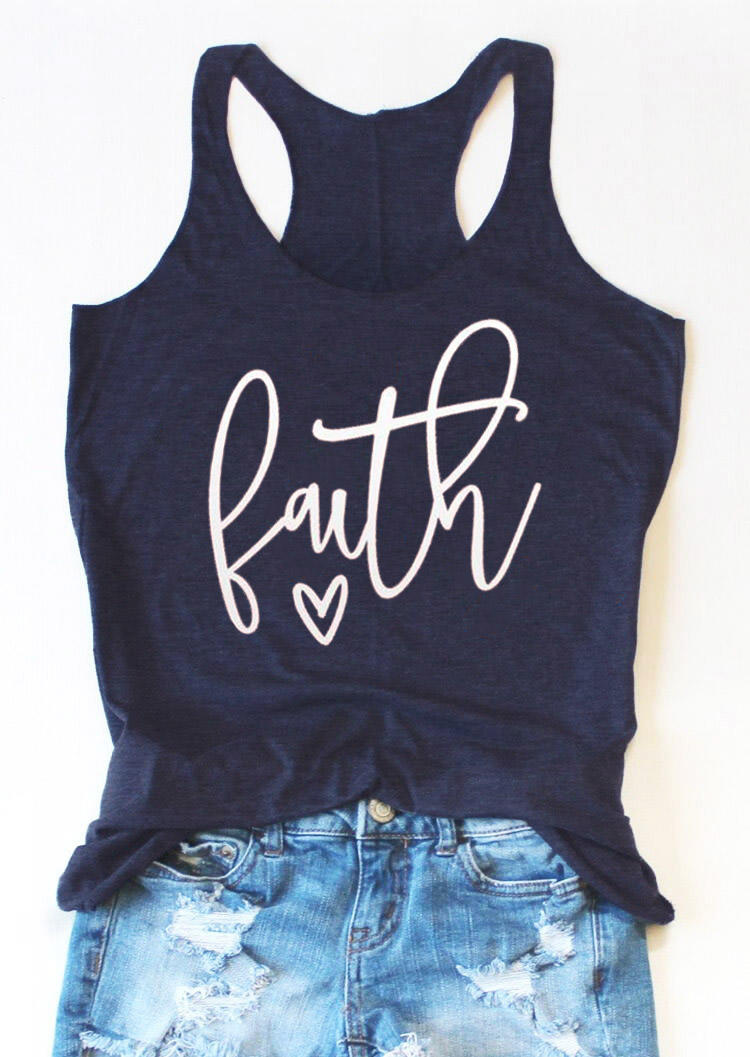 

Tank Tops Faith Heart Racerback Tank Top in Navy Blue. Size: ,M,L,XL