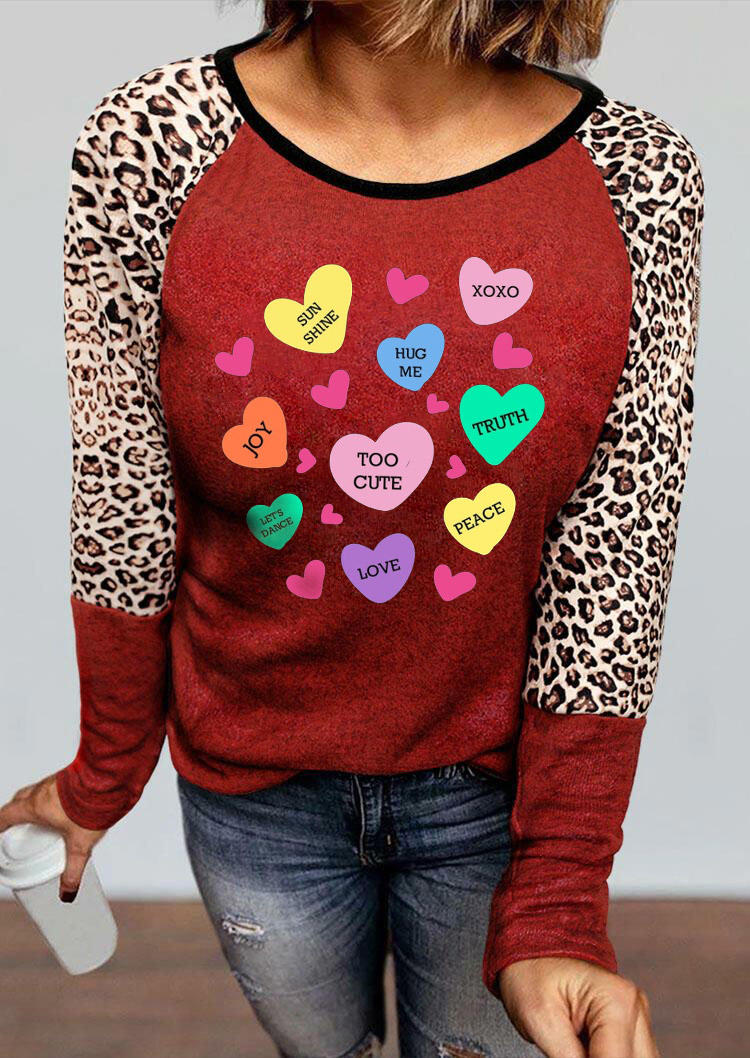 

Blouses Valentine Love Heart Leopard Blouse in Red. Size: ,M,L,XL